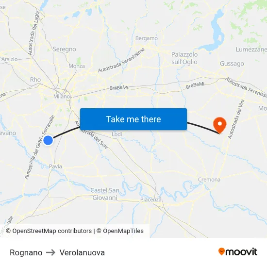 Rognano to Verolanuova map