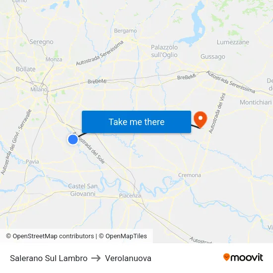 Salerano Sul Lambro to Verolanuova map