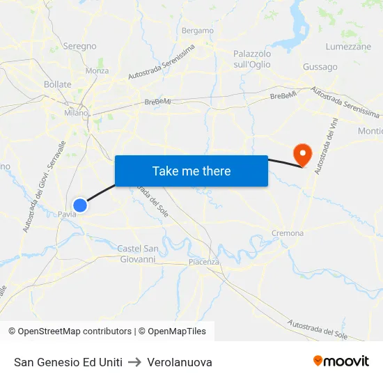 San Genesio Ed Uniti to Verolanuova map