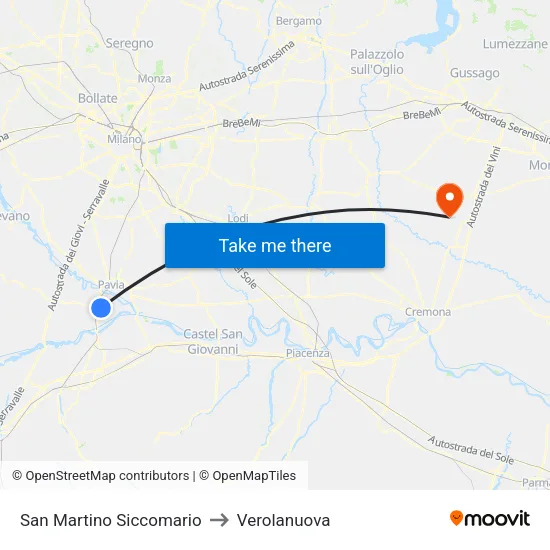 San Martino Siccomario to Verolanuova map