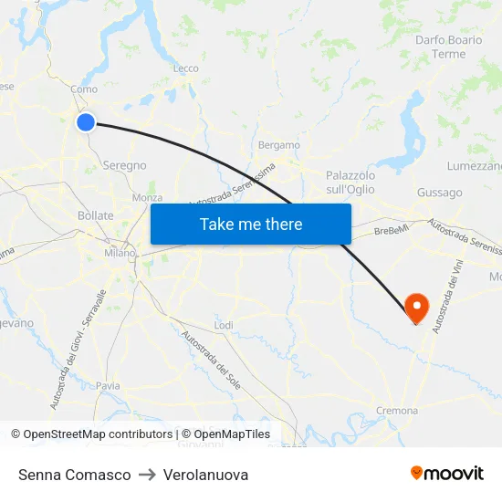 Senna Comasco to Verolanuova map