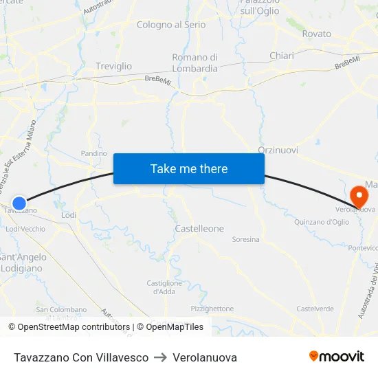 Tavazzano Con Villavesco to Verolanuova map