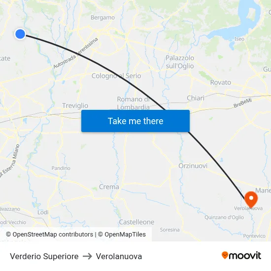 Verderio Superiore to Verolanuova map