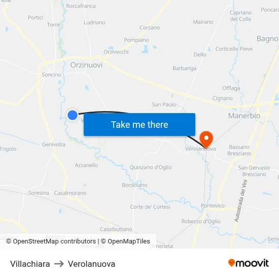 Villachiara to Verolanuova map