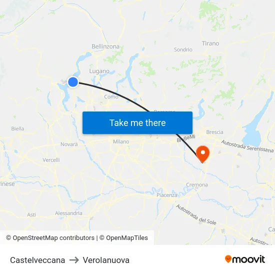 Castelveccana to Verolanuova map