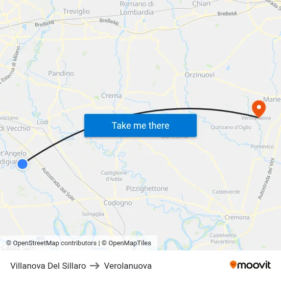 Villanova Del Sillaro to Verolanuova map