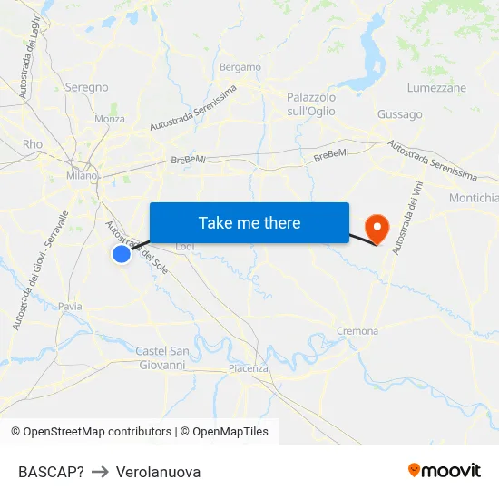 Bascap to Verolanuova map