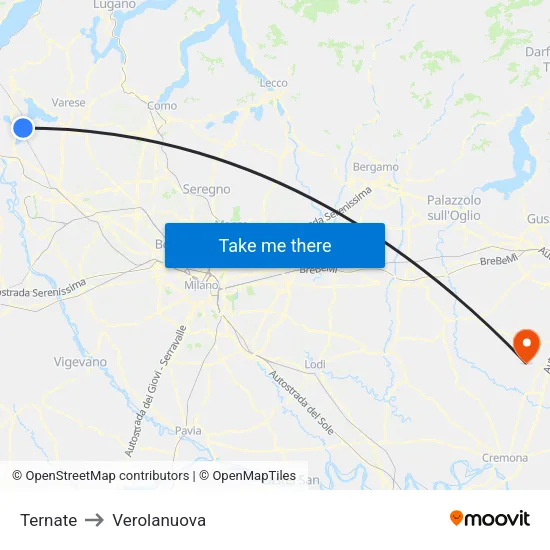 Ternate to Verolanuova map