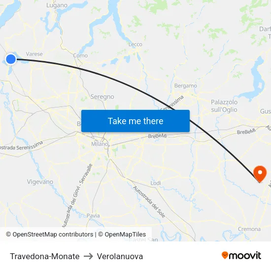 Travedona-Monate to Verolanuova map