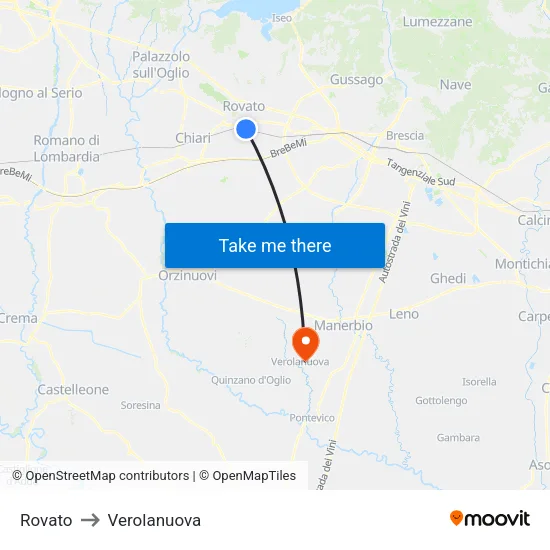 Rovato to Verolanuova map