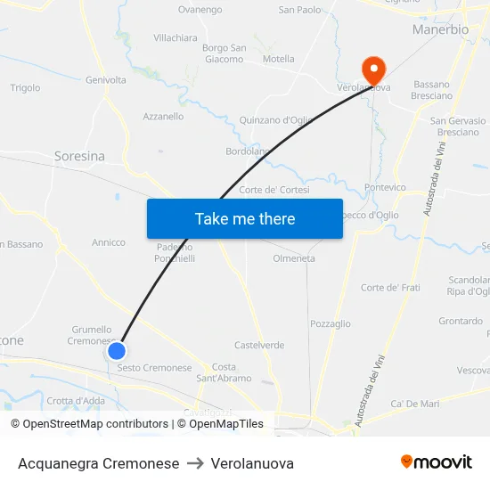 Acquanegra Cremonese to Verolanuova map