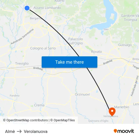 Almè to Verolanuova map