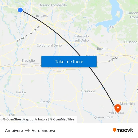 Ambivere to Verolanuova map