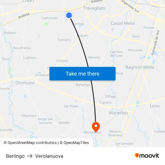 Berlingo to Verolanuova map