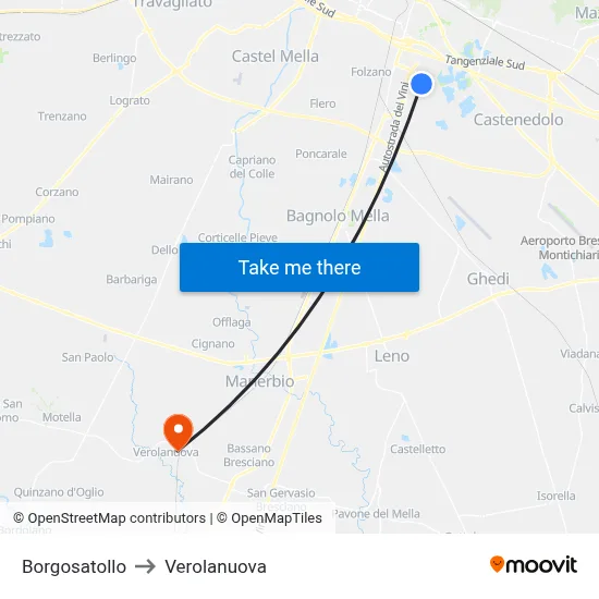 Borgosatollo to Verolanuova map