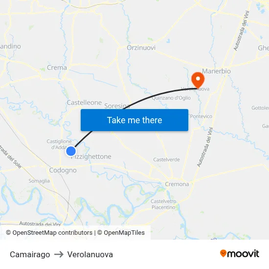 Camairago to Verolanuova map