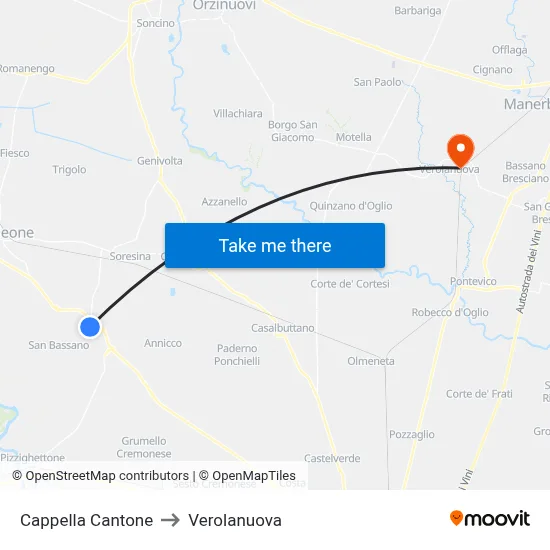 Cappella Cantone to Verolanuova map