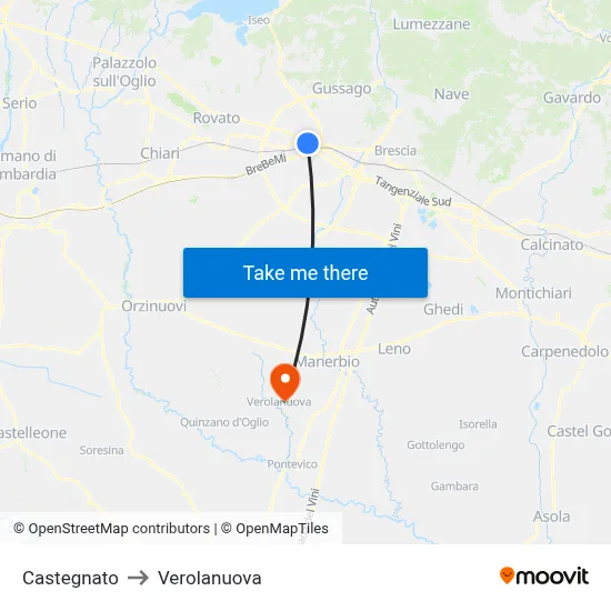 Castegnato to Verolanuova map