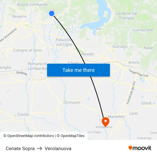 Cenate Sopra to Verolanuova map