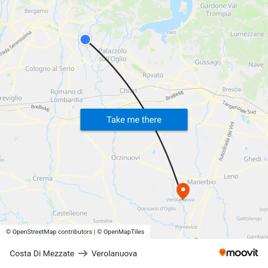 Costa di Mezzate to Verolanuova map