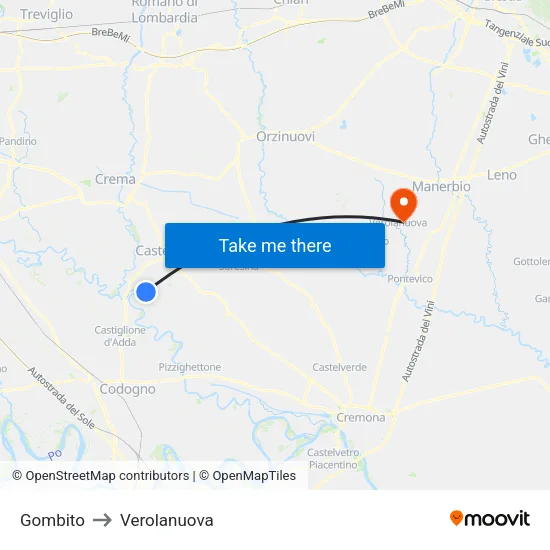 Gombito to Verolanuova map