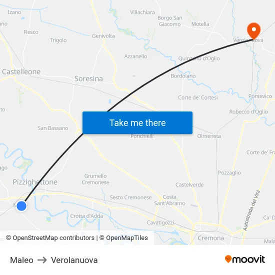 Maleo to Verolanuova map