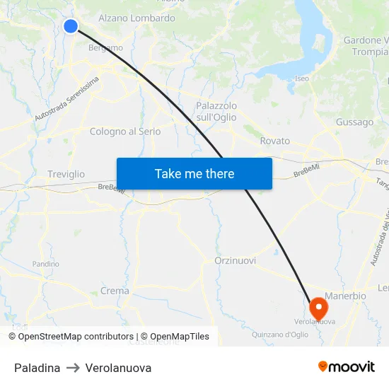 Paladina to Verolanuova map