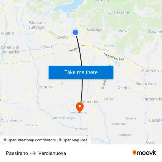 Passirano to Verolanuova map