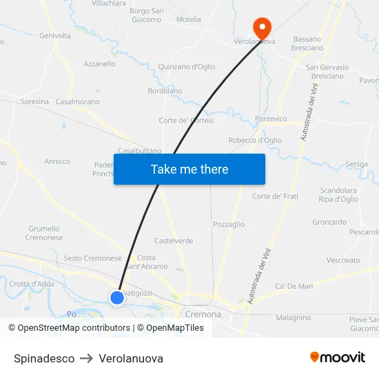 Spinadesco to Verolanuova map