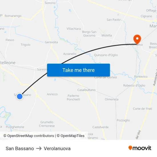 San Bassano to Verolanuova map