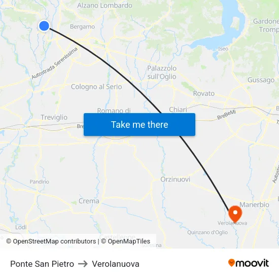 Ponte San Pietro to Verolanuova map