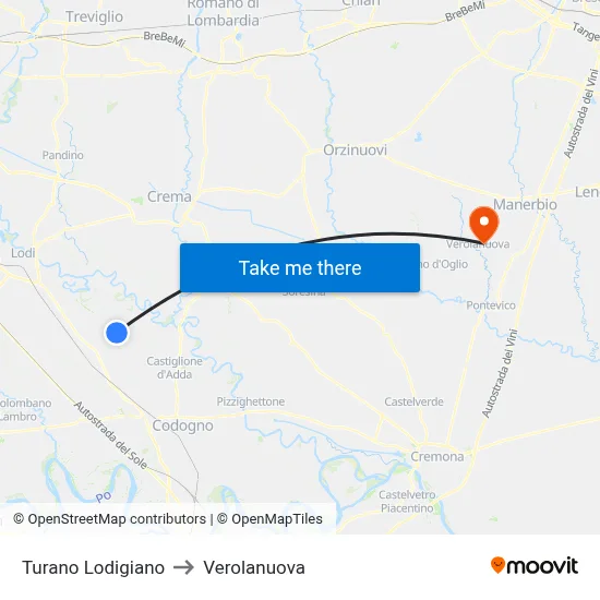 Turano Lodigiano to Verolanuova map