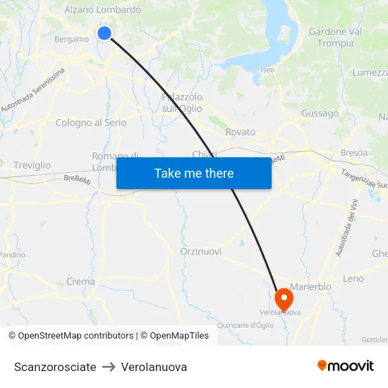Scanzorosciate to Verolanuova map