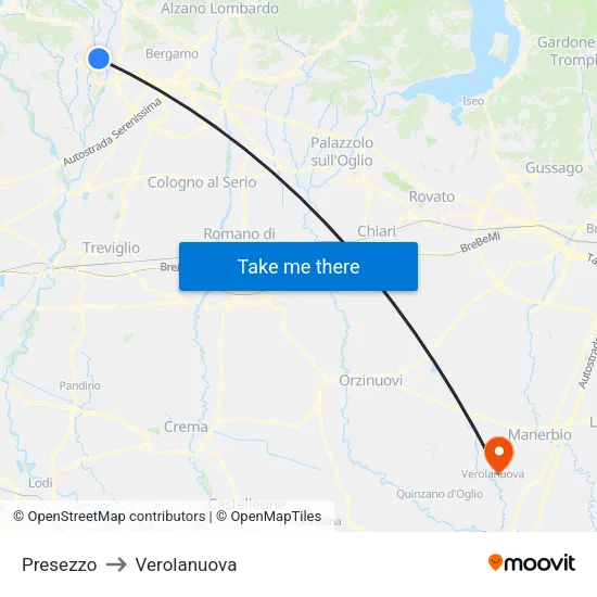Presezzo to Verolanuova map
