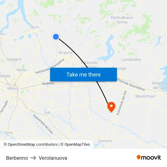 Berbenno to Verolanuova map