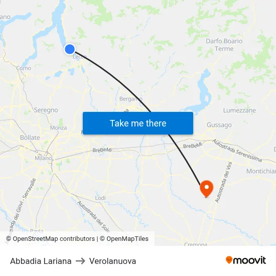 Abbadia Lariana to Verolanuova map
