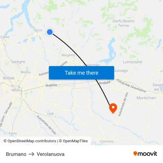 Brumano to Verolanuova map