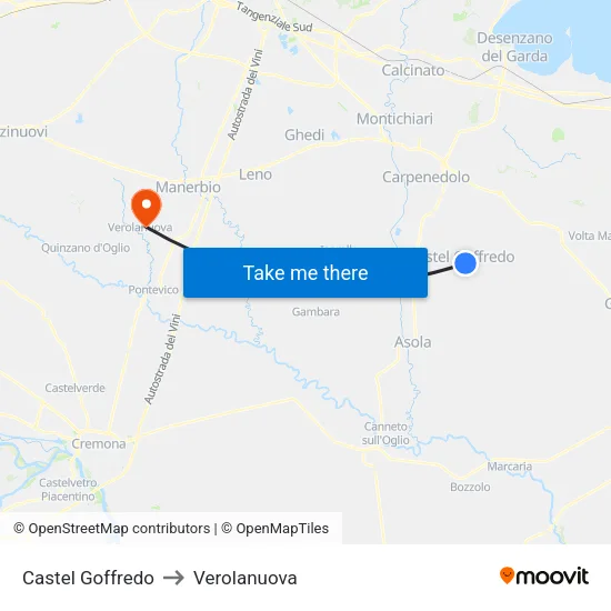 Castel Goffredo to Verolanuova map