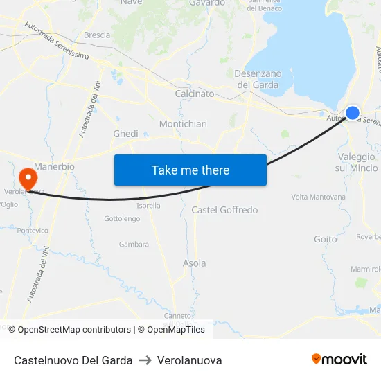 Castelnuovo Del Garda to Verolanuova map