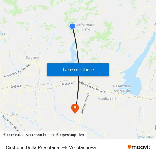 Castione Della Presolana to Verolanuova map