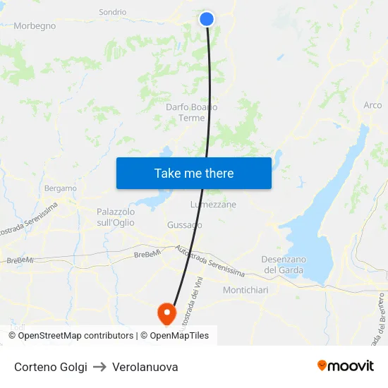 Corteno Golgi to Verolanuova map