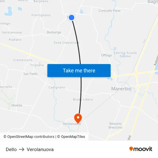 Dello to Verolanuova map