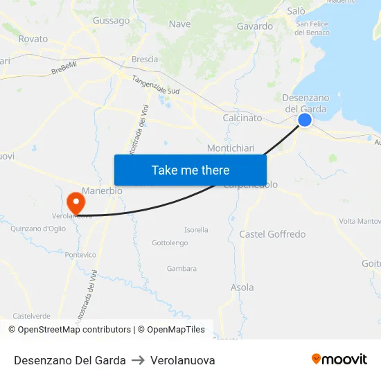 Desenzano del Garda to Verolanuova map