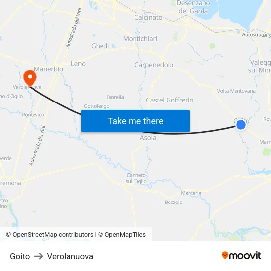 Goito to Verolanuova map