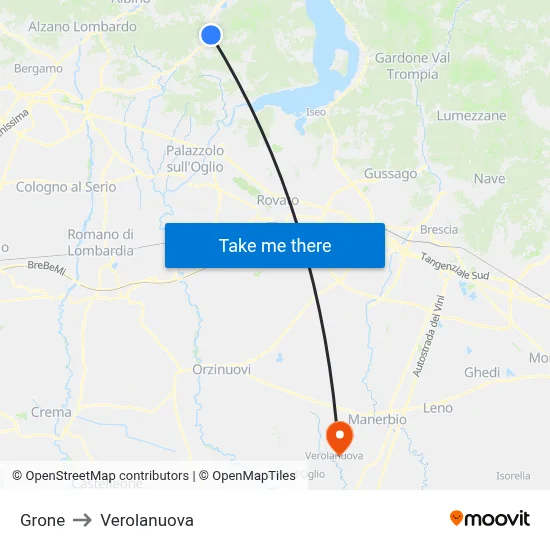 Grone to Verolanuova map