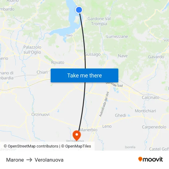 Marone to Verolanuova map