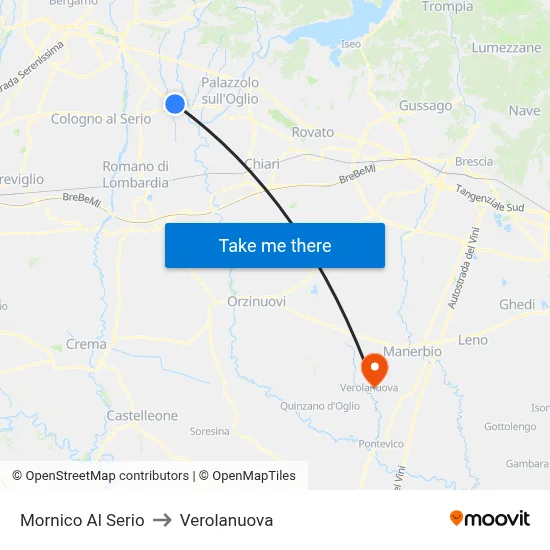 Mornico Al Serio to Verolanuova map