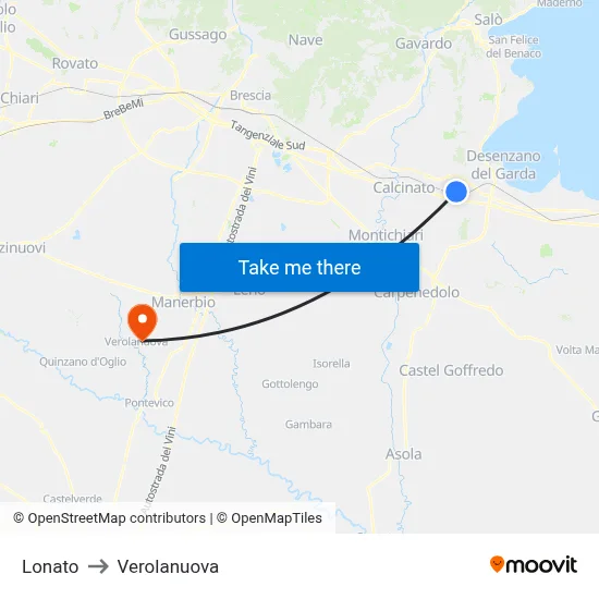 Lonato to Verolanuova map