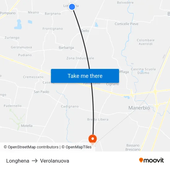 Longhena to Verolanuova map
