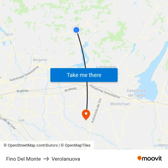 Fino del Monte to Verolanuova map
